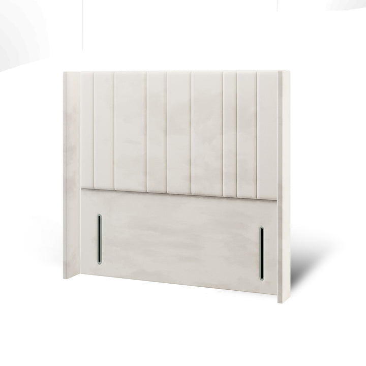 Multi Vertical Panels Fabric Upholstered Straight Winged Headboard with Divan Bed Base & Mattress