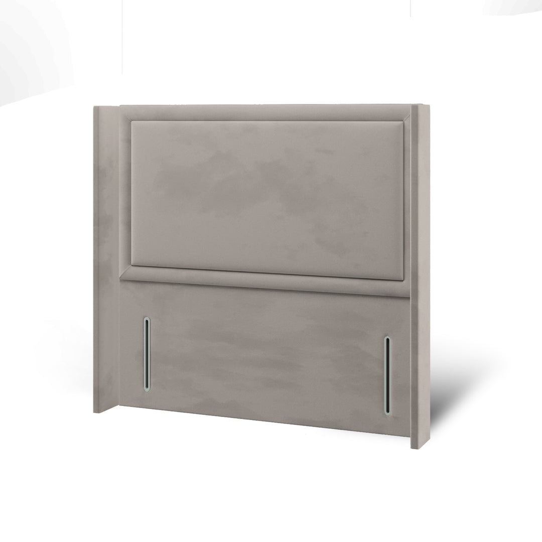 Plain Border Fabric Upholstered Straight Winged Headboard with Ottoman Storage Bed Base & Mattress
