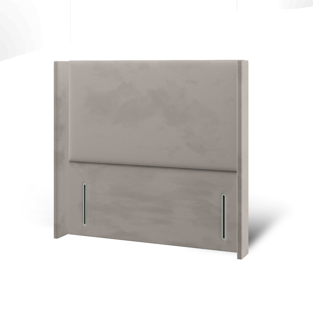 Plain Fabric Upholstered Straight Winged Headboard with Divan Bed Base & Mattress