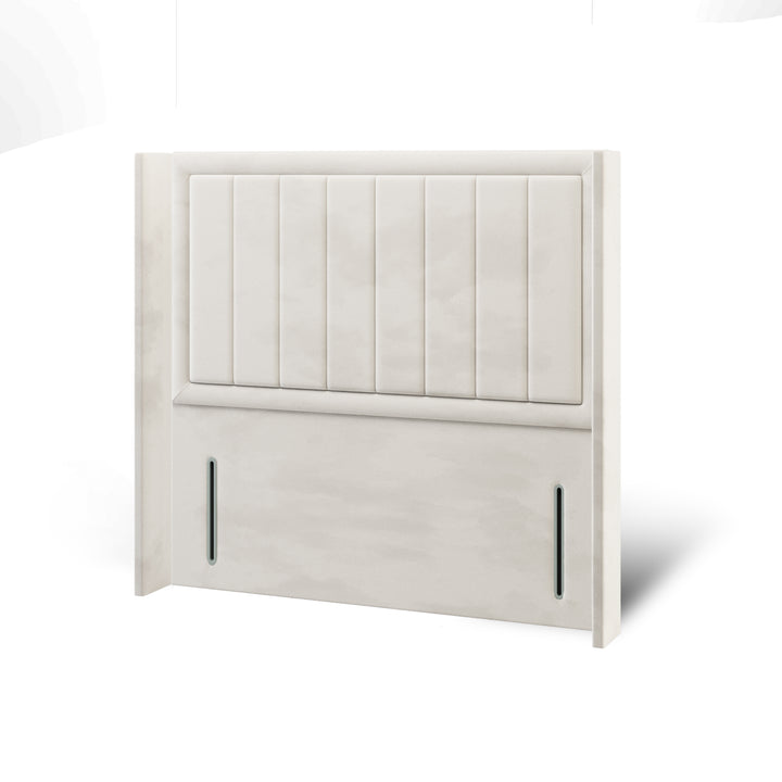 Vertical Panels Border Fabric Upholstered Straight Winged Headboard