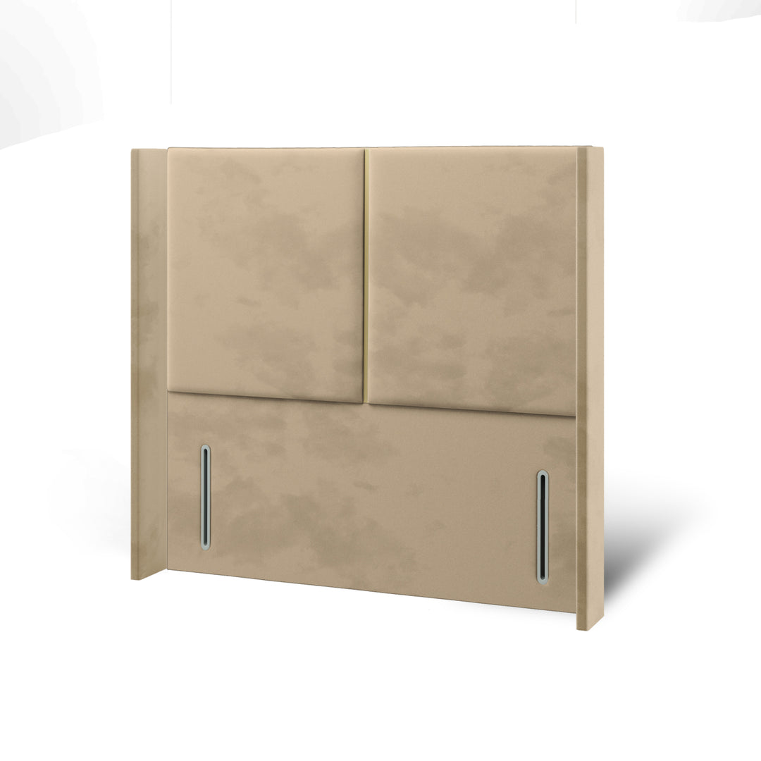 2 Panel Gold Strip Fabric Upholstered Straight Winged Headboard
