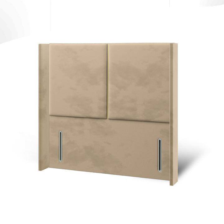 2 Panel Gold Strip Fabric Upholstered Straight Winged Headboard