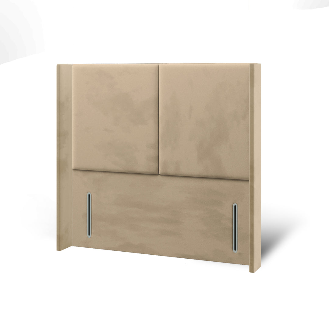 2 Panel Fabric Upholstered Straight Winged Headboard with Divan Bed Base & Mattress