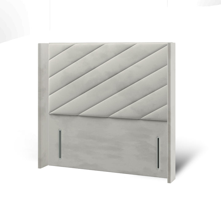 Diagonal Panels Fabric Upholstered Straight Winged Headboard