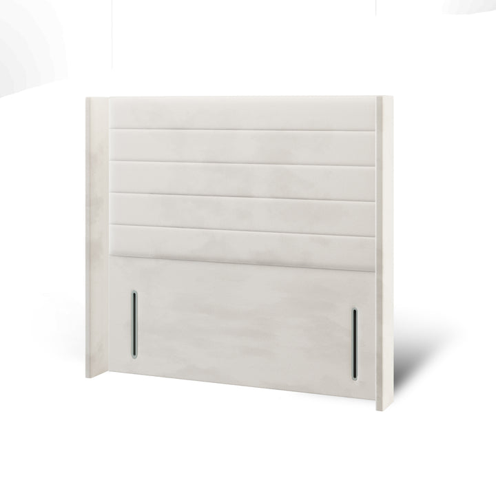 Horizontal Panels Fabric Upholstered Straight Winged Headboard