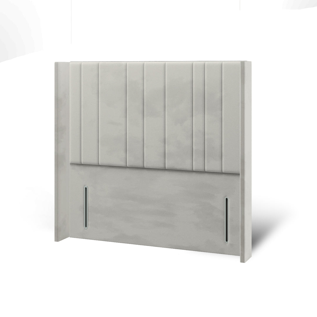 Multi Vertical Panels Fabric Upholstered Straight Winged Headboard