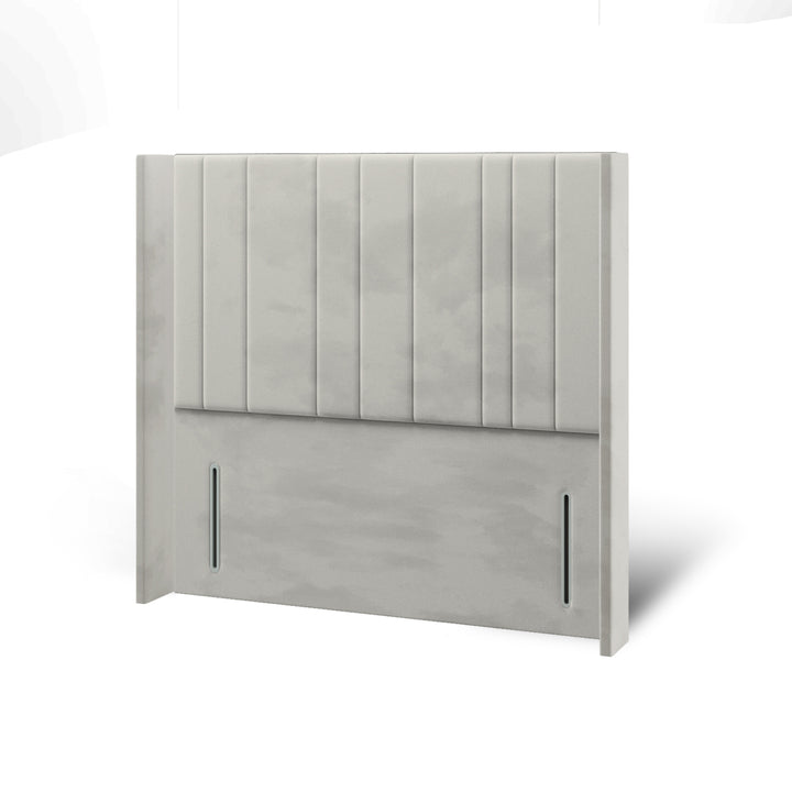 Multi Vertical Panels Fabric Upholstered Straight Winged Headboard