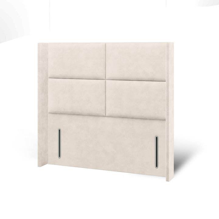 Quadrant Fabric Upholstered Straight Winged Headboard with Divan Bed Base & Mattress