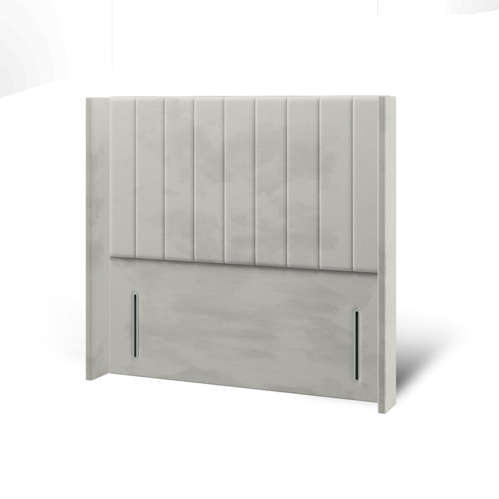 Vertical Panels Fabric Upholstered Straight Winged Headboard