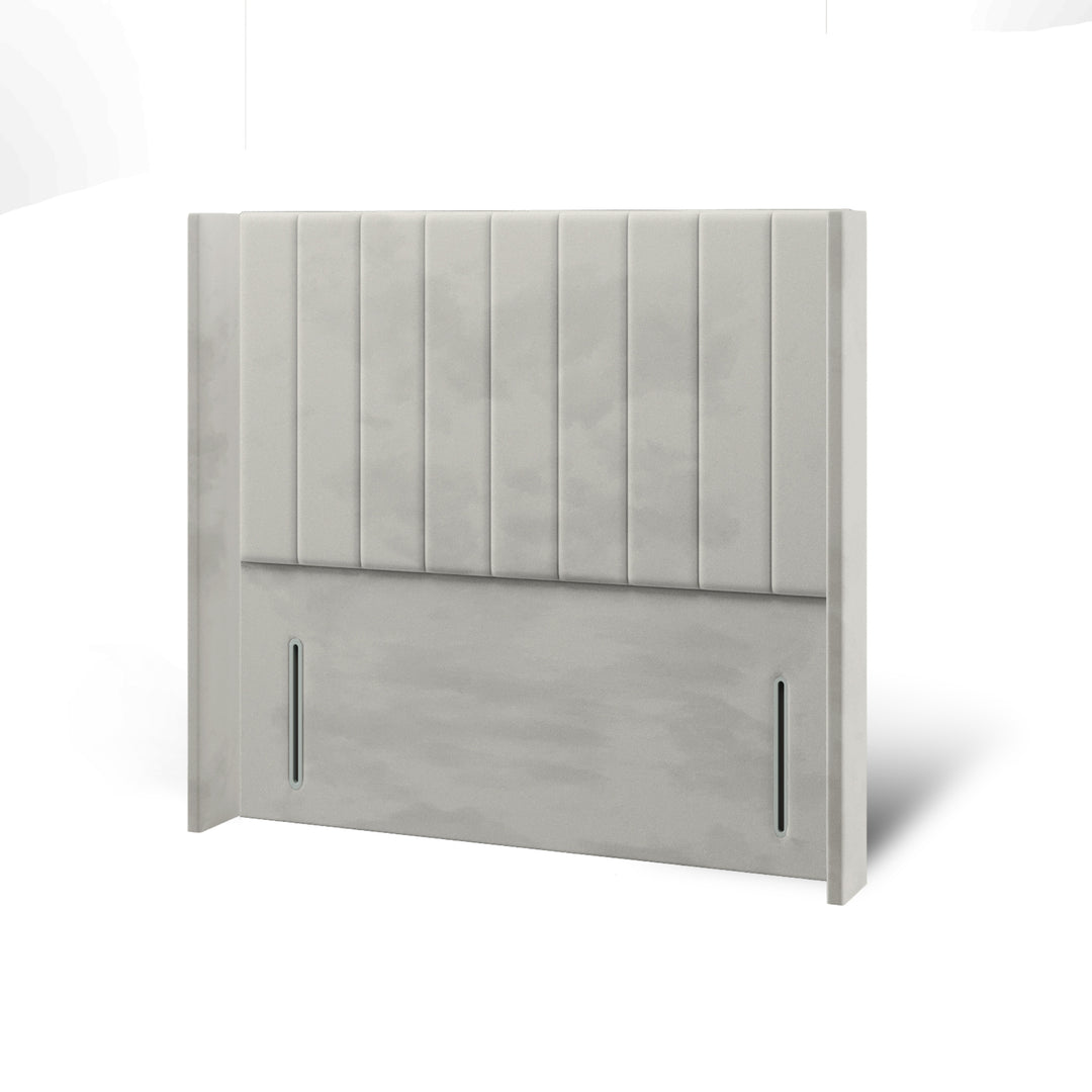 Vertical Panels Fabric Upholstered Straight Winged Headboard with Divan Bed Base & Mattress