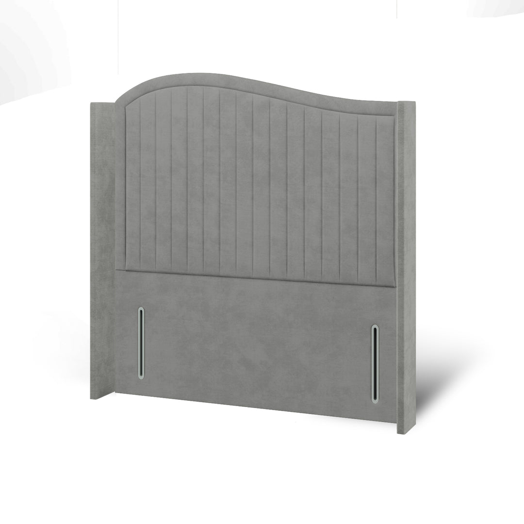 Wave Fabric Upholstered Straight Winged Headboard with Divan Bed Base & Mattress