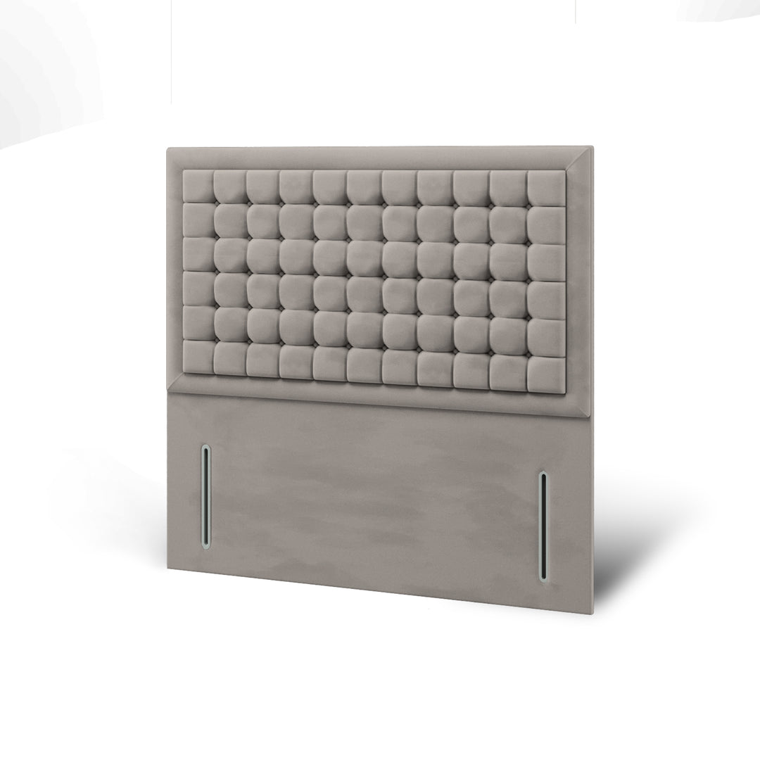 Cubic Small Buttoned Border Fabric Upholstered Floor Standing Headboard