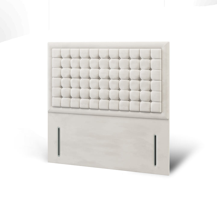 Cubic Small Buttoned Border Fabric Upholstered Floor Standing Headboard