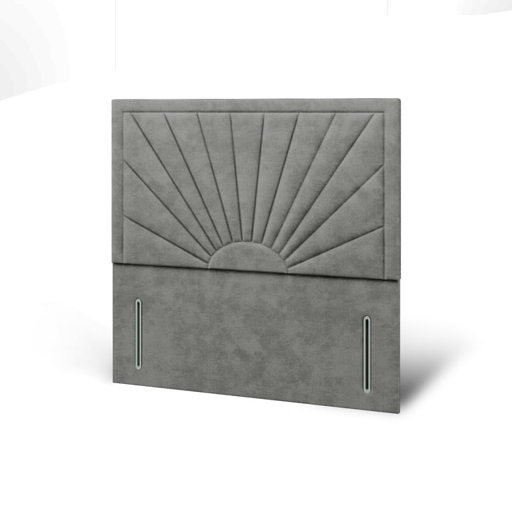 Sunrise Fabric Upholstered Floor Standing Headboard with Ottoman Storage Bed Base & Mattress