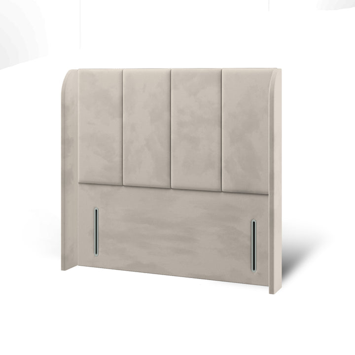 4 Panel Fabric Upholstered Top Curve Winged Headboard