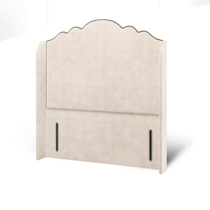 Amelia Fabric Upholstered Top Curve Winged Headboard with Ottoman Storage Bed Base & Mattress
