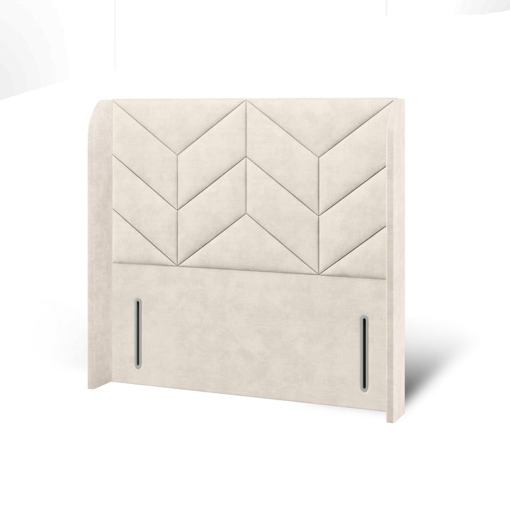 Chevron Decline Fabric Upholstered Top Curve Winged Headboard