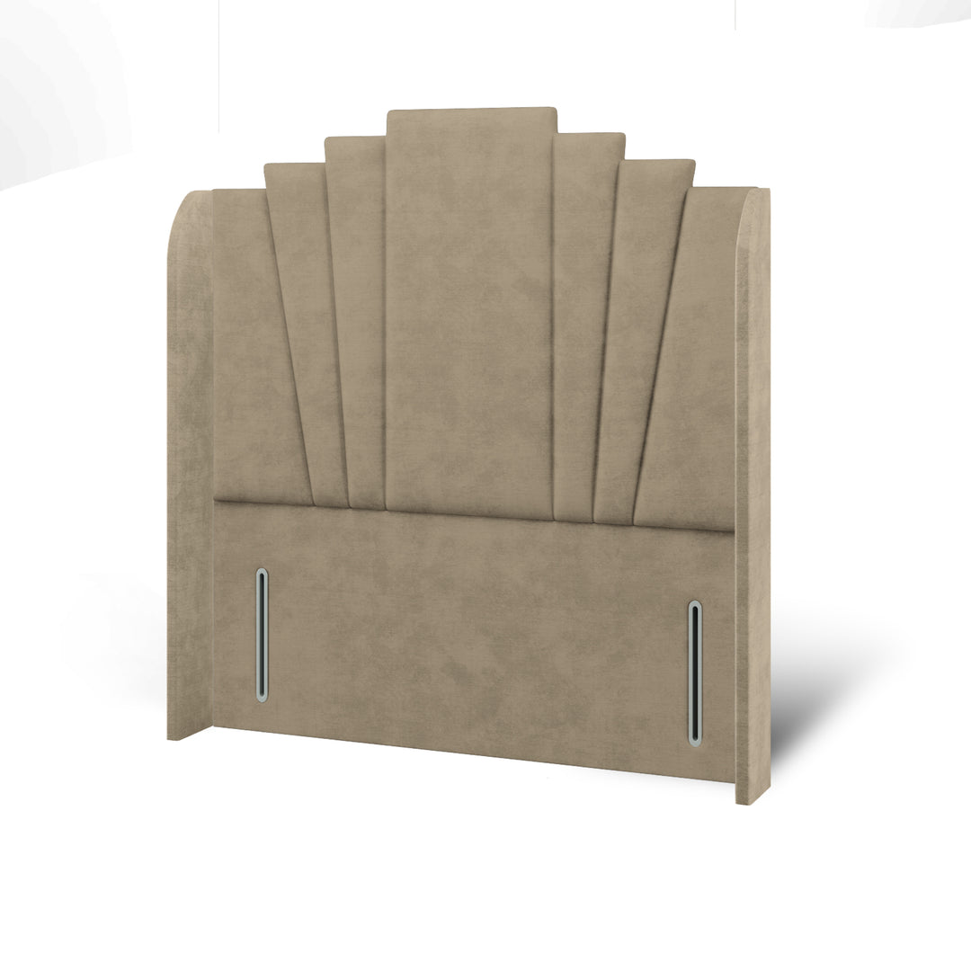 Gatsby Fabric Upholstered Top Curve Winged Headboard with Divan Bed Base & Mattress