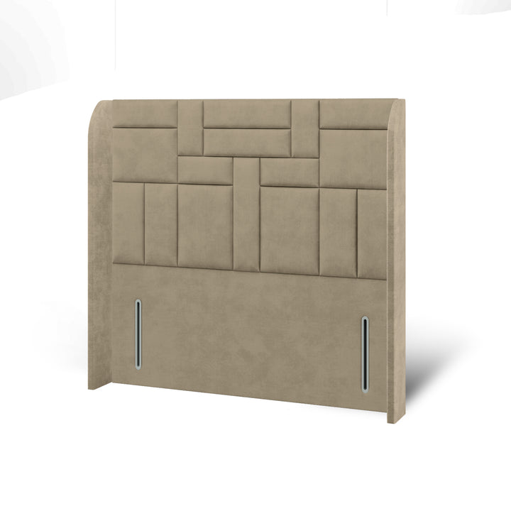 Multi Panels Fabric Upholstered Top Curve Winged Headboard