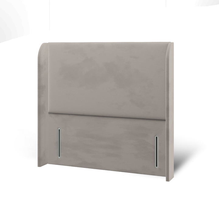 Plain Fabric Upholstered Top Curve Winged Headboard with Divan Bed Base & Mattress