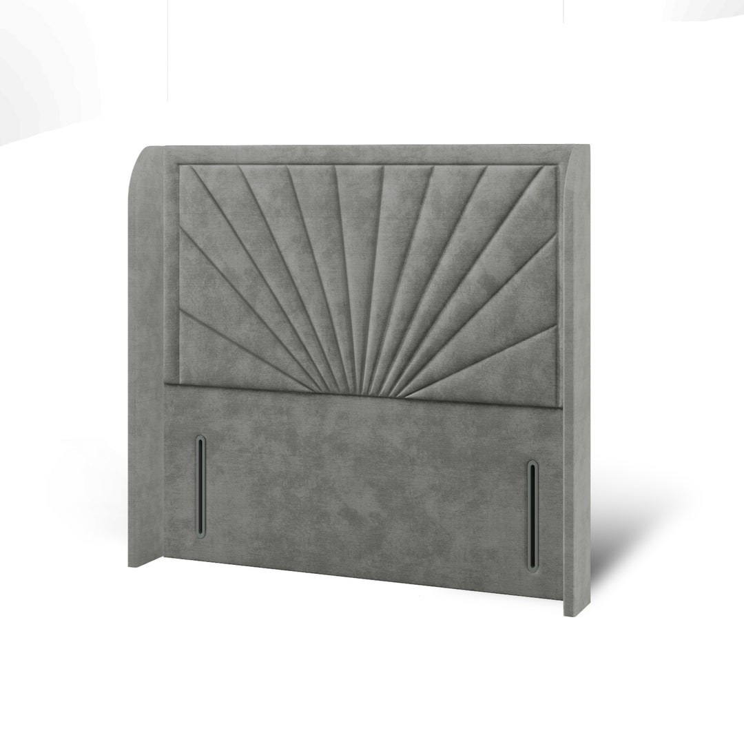 Sunrise Fabric Upholstered Top Curve Winged Headboard with Ottoman Storage Bed Base & Mattress