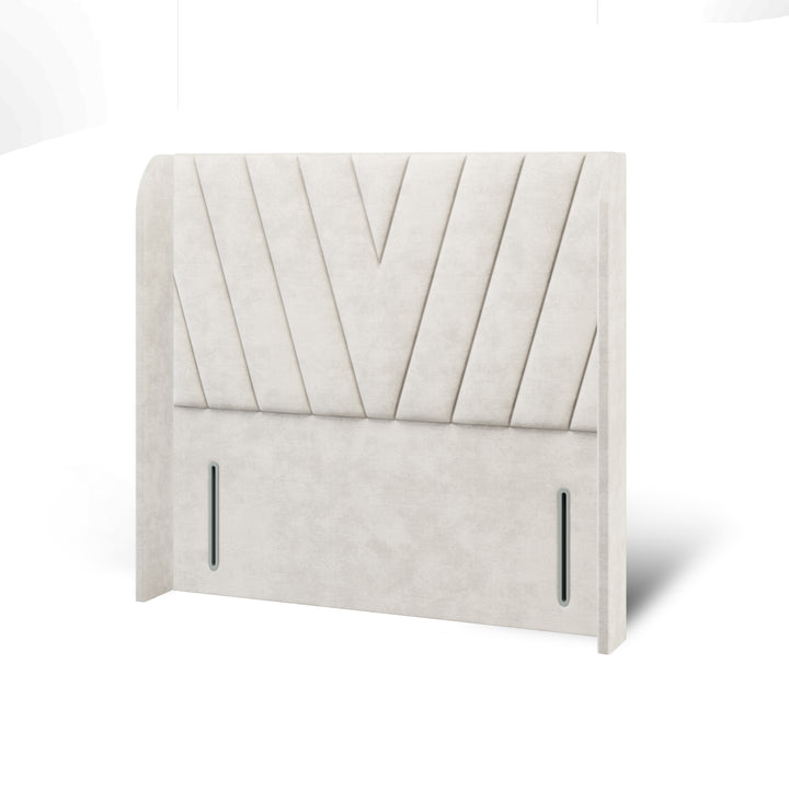 V Design Fabric Upholstered Top Curve Winged Headboard