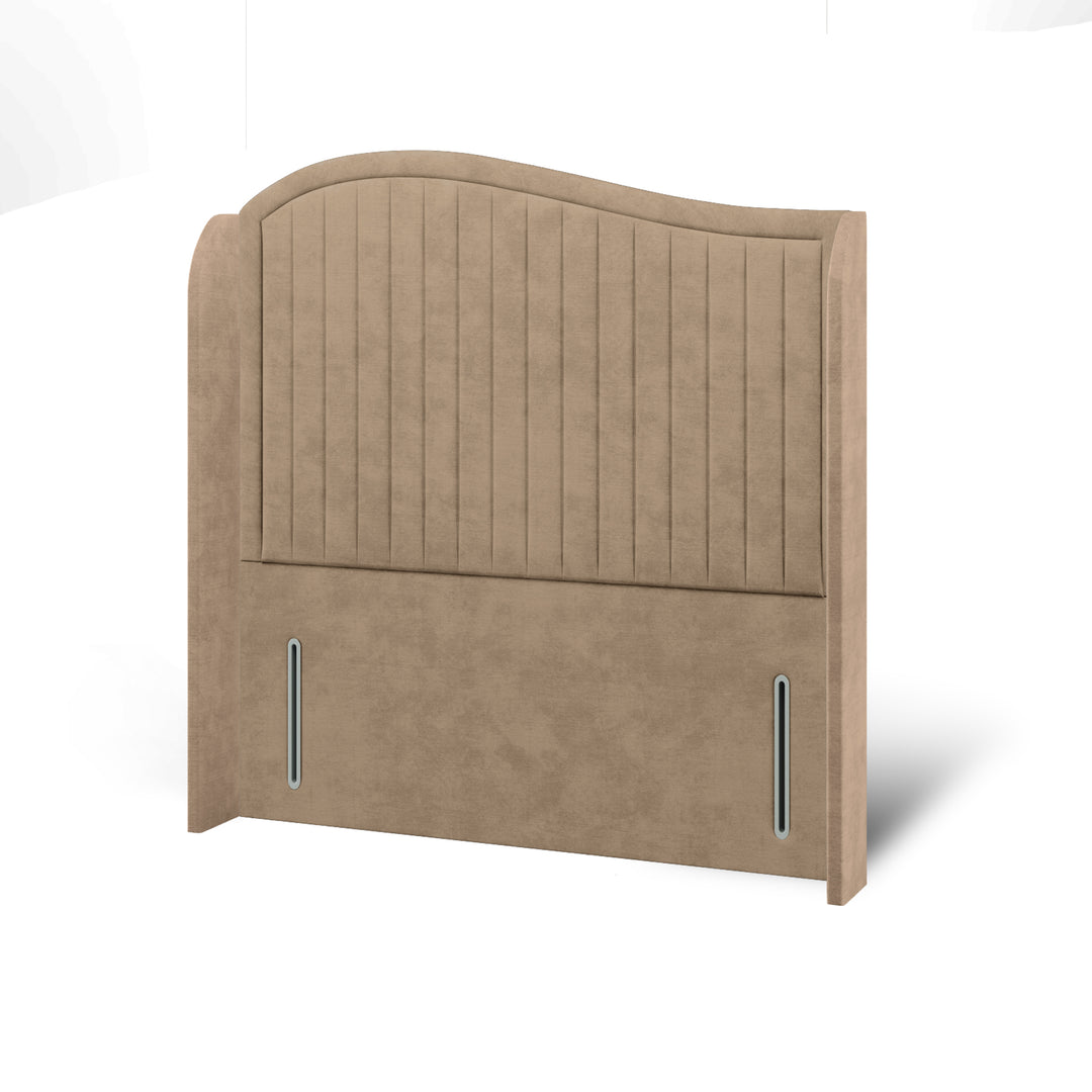 Wave Fabric Upholstered Top Curve Winged Headboard with Ottoman Storage Bed Base & Mattress