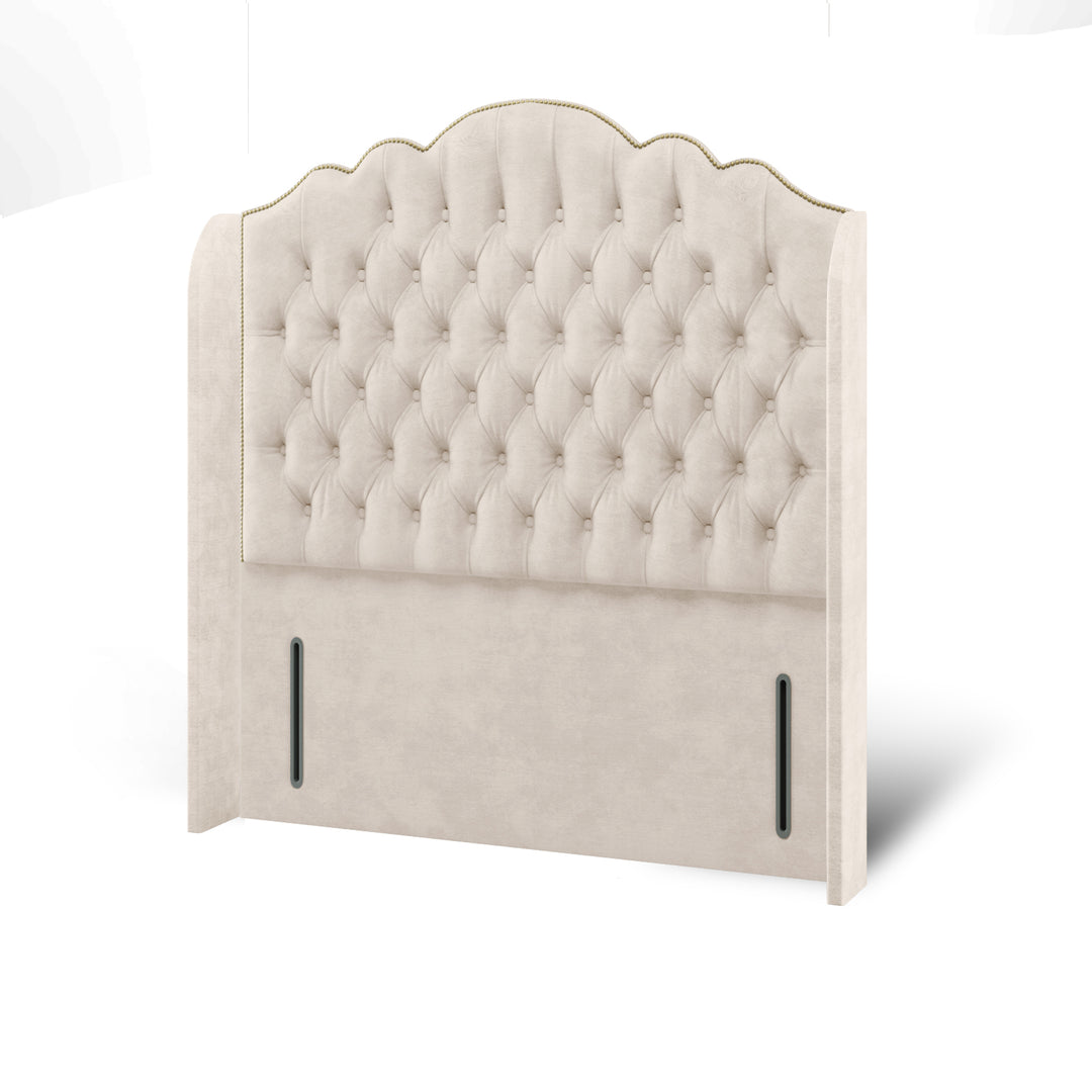 Amelia Chesterfield Fabric Upholstered Top Curve Winged Headboard