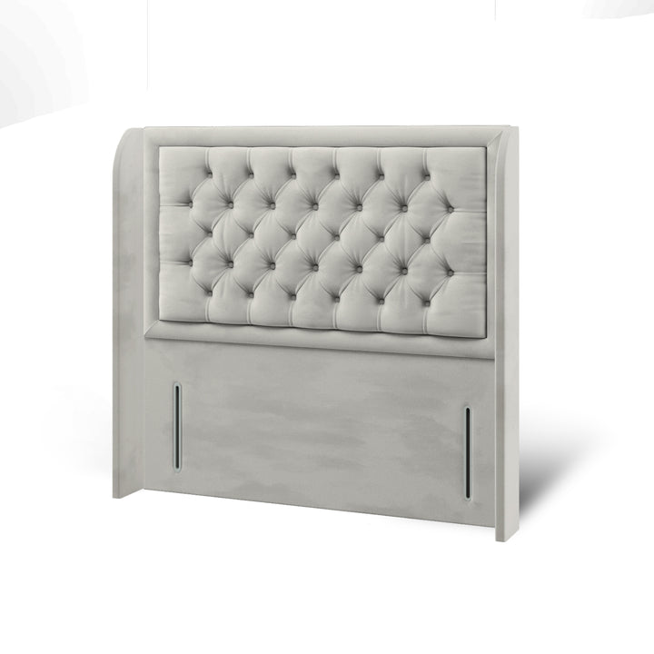 Chesterfield Border Fabric Upholstered Top Curve Winged Headboard