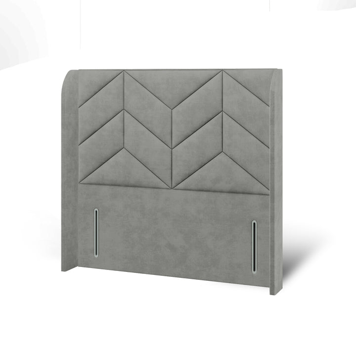 Chevron Incline Fabric Upholstered Top Curve Winged Headboard