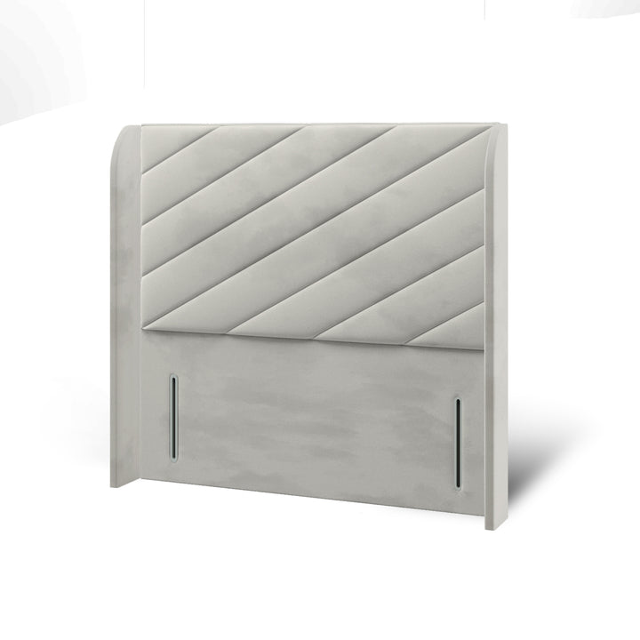 Diagonal Panels Fabric Upholstered Top Curve Winged Headboard