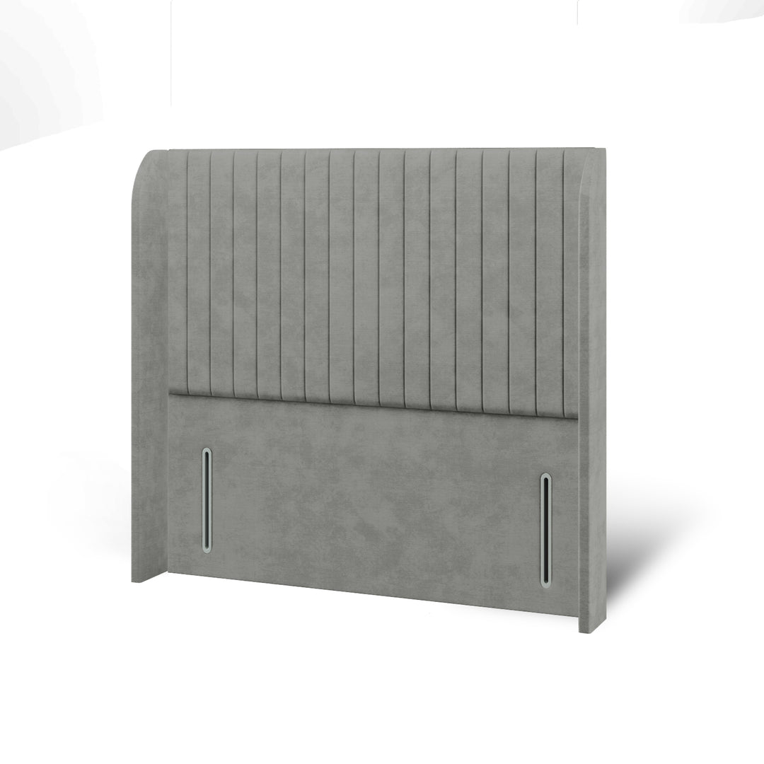 Fluted Fabric Upholstered Top Curve Winged Headboard with Divan Bed Base & Mattress