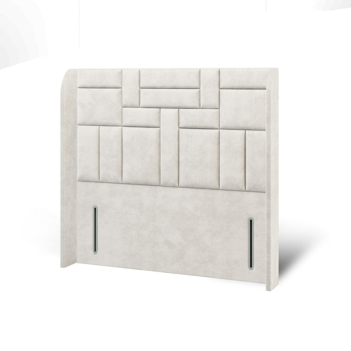 Multi Panels Fabric Upholstered Top Curve Winged Headboard