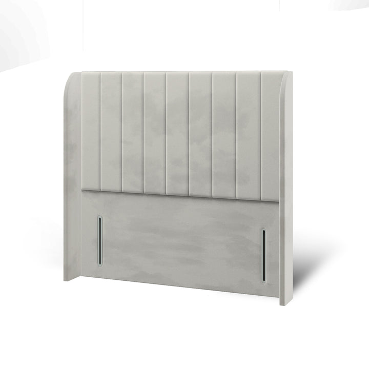 Vertical Panels Fabric Upholstered Top Curve Winged Headboard