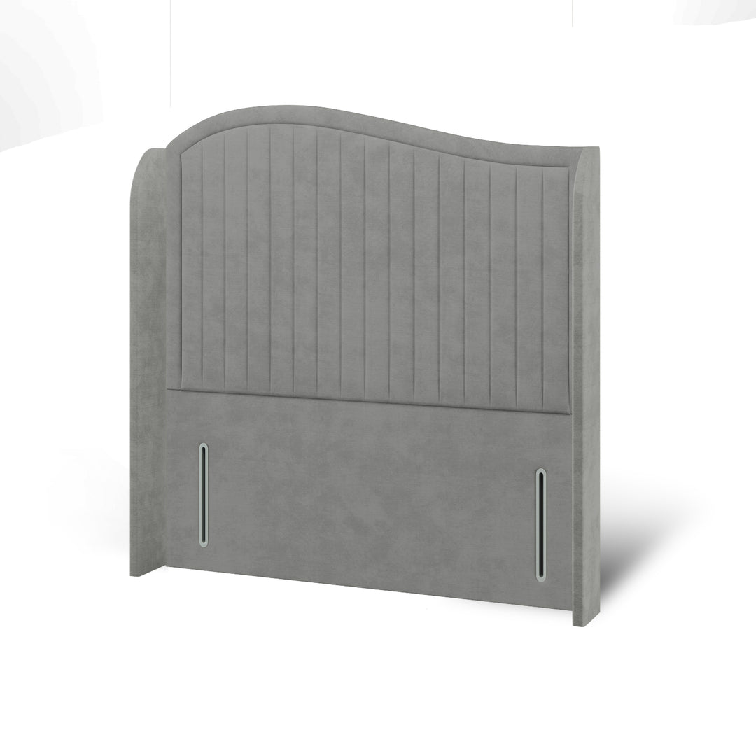 Wave Fabric Upholstered Top Curve Winged Headboard with Divan Bed Base & Mattress