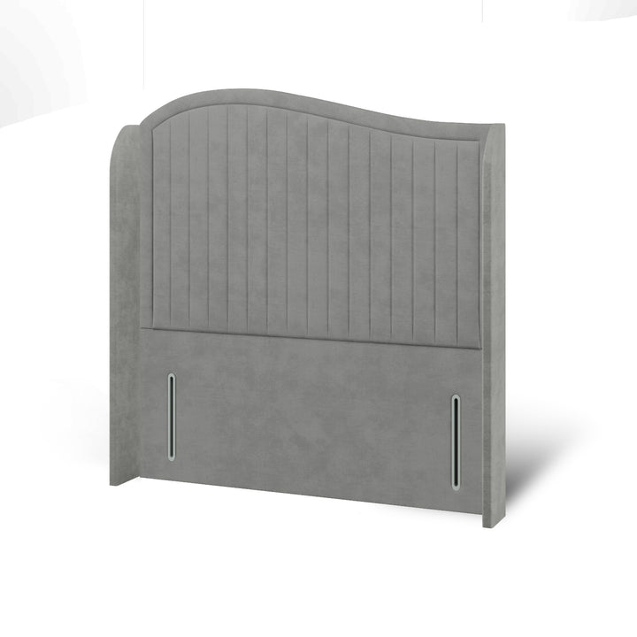 Wave Fabric Upholstered Top Curve Winged Headboard with Divan Bed Base & Mattress