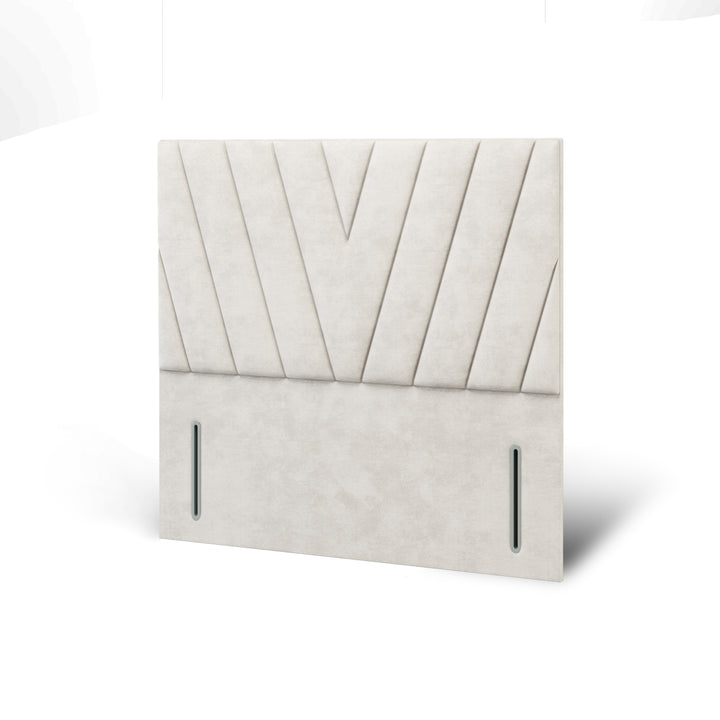 V Design Fabric Upholstered Floor Standing Headboard with Ottoman Storage Bed Base & Mattress