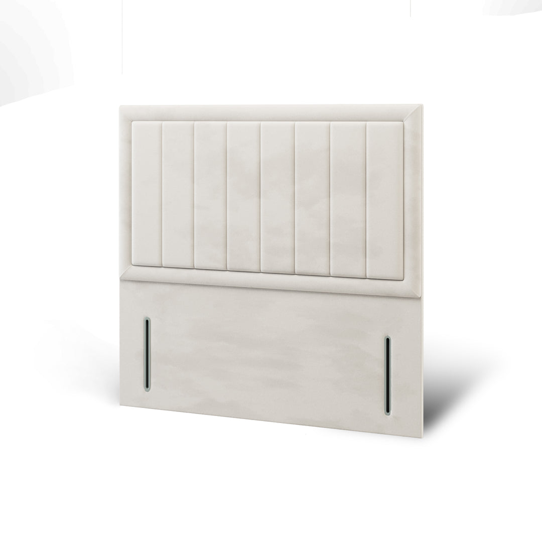 Vertical Panels Border Fabric Upholstered Floor Standing Headboard with Divan Bed Base & Mattress