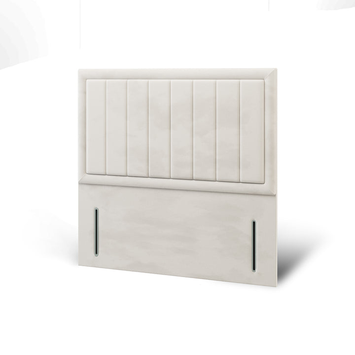 Vertical Panels Border Fabric Upholstered Floor Standing Headboard with Divan Bed Base & Mattress