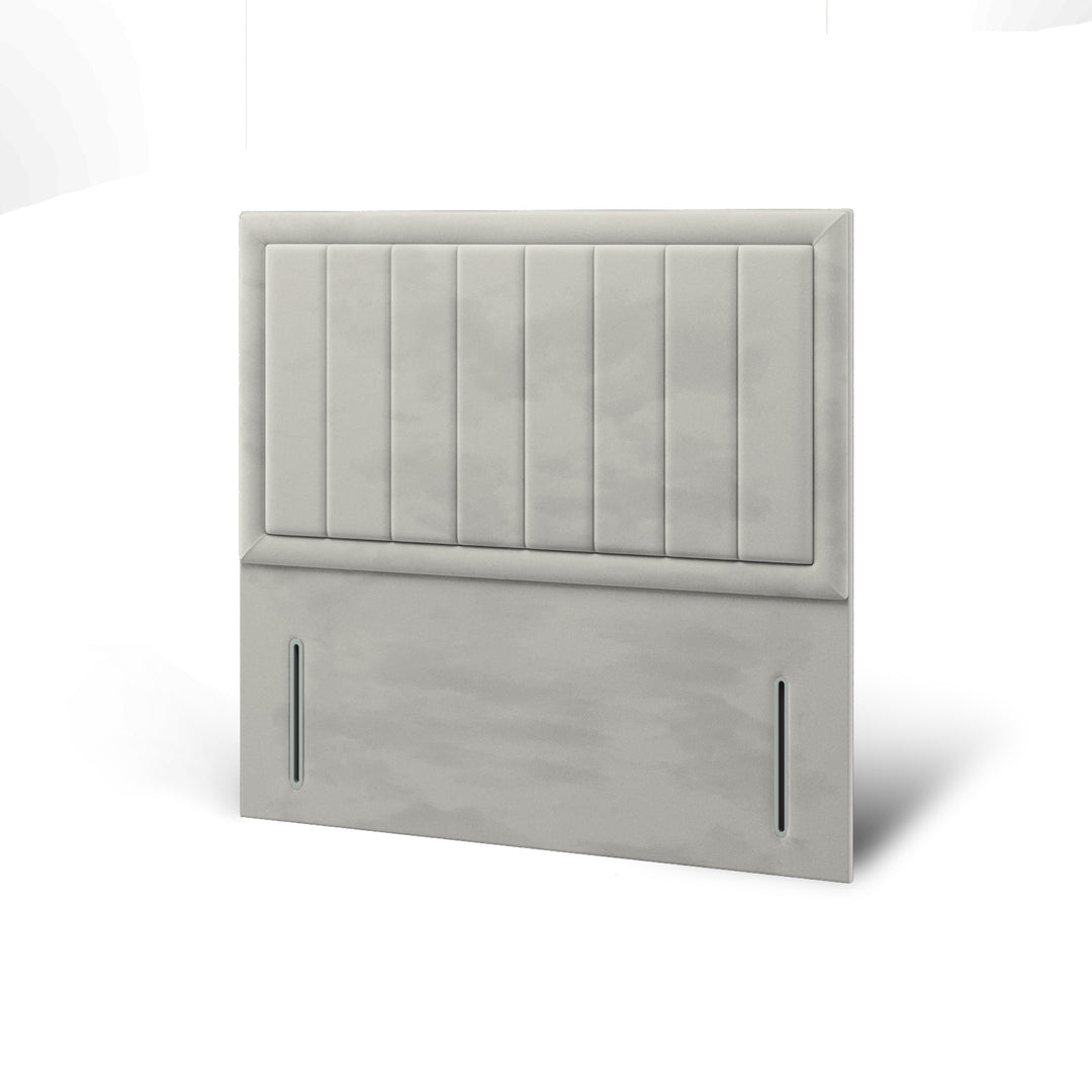 Vertical Panels Border Fabric Upholstered Floor Standing Headboard with Divan Bed Base & Mattress