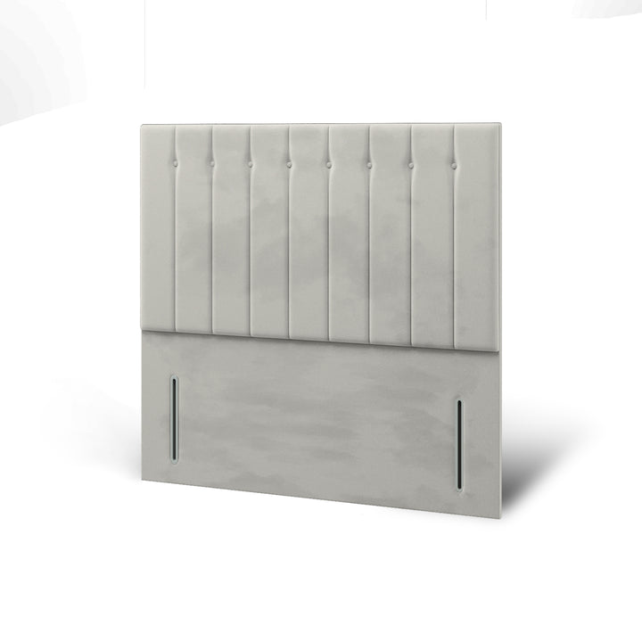 Vertical Panels Buttoned Fabric Upholstered Floor Standing Headboard with Divan Bed Base & Mattress