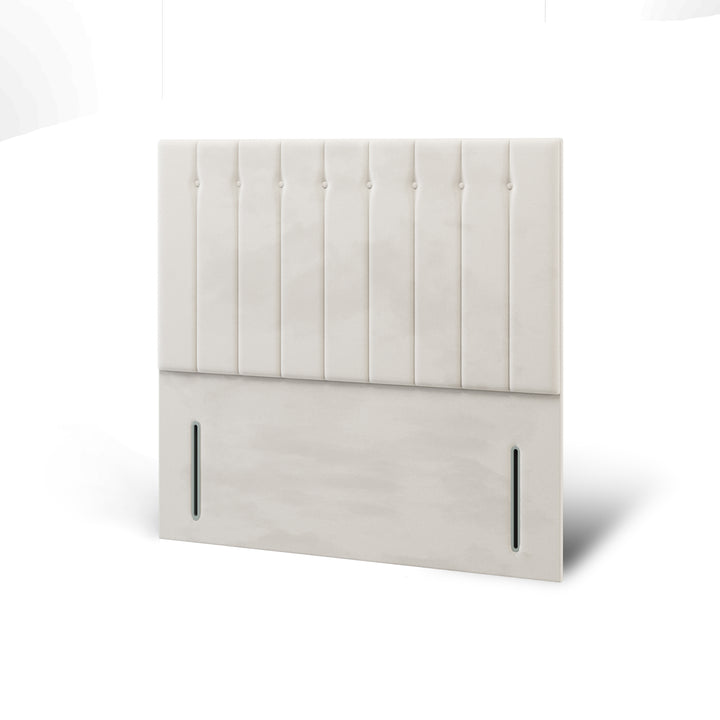 Vertical Panels Buttoned Fabric Upholstered Floor Standing Headboard