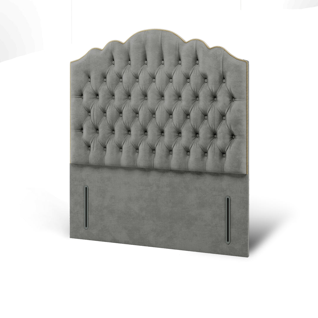 Amelia Chesterfield Fabric Upholstered Floor Standing Headboard with Divan Bed Base & Mattress
