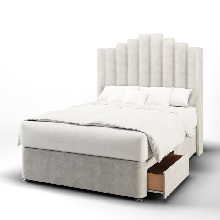 Coco Fabric Upholstered Straight Winged Headboard with Divan Bed Base & Mattress