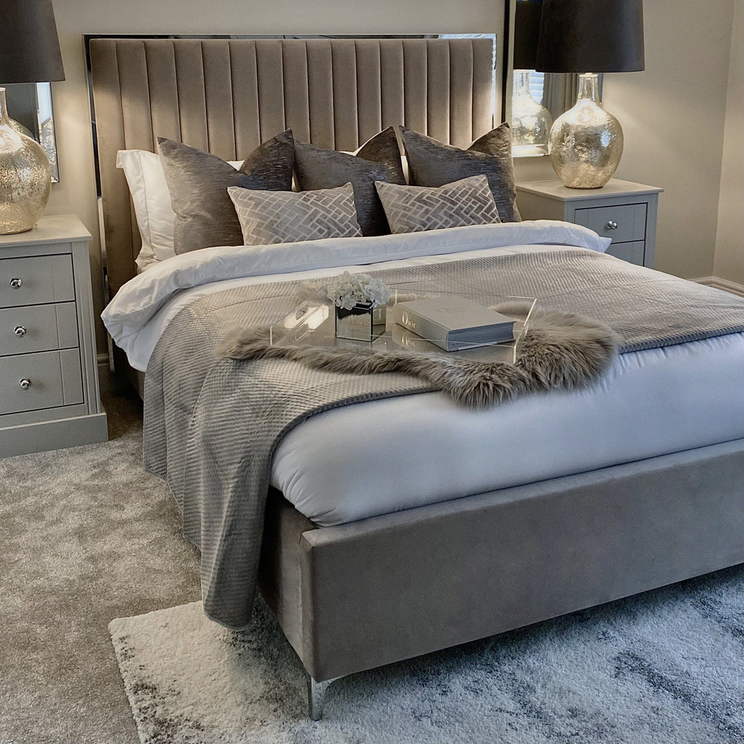 Tiffany Silver Frame Velvet Bed